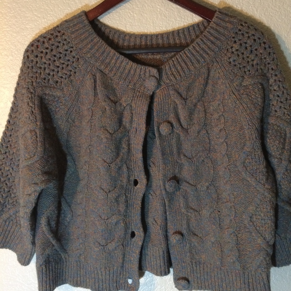 Anthropologie Chunky Cable Knit Cardigan S